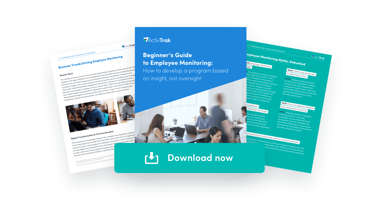 Beginners guide to employee monitoring - pages fanned with download now button