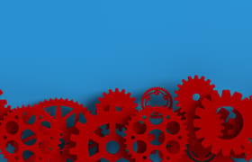 A blue background with red gears to symbolize organizational effectiveness.