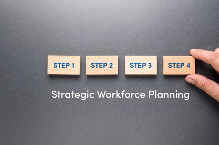 4 numbered blocks to symbolize the steps in strategic workforce planning.