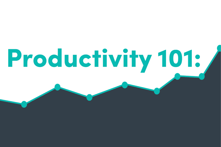 The words Productivity 101 over a line graph with dots at the direction changes.