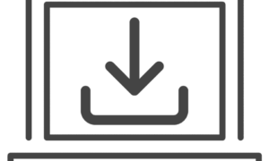 A download icon on a laptop.