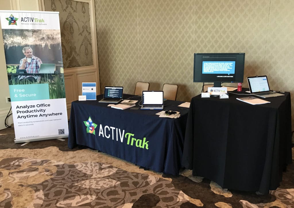 ActivTrak Booth at Mega Agency Conference Excellent Customer Service Skills on display and prime real estate at Mega Agency Conference
