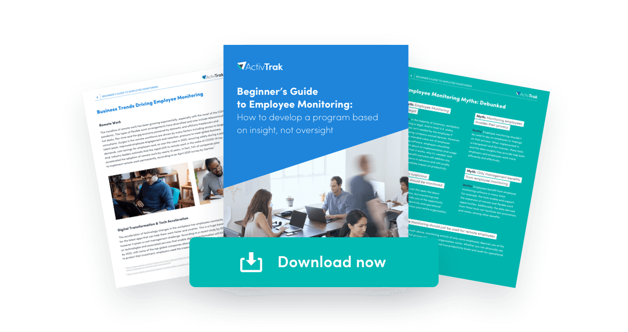 Beginners guide to employee monitoring - pages fanned with download now button