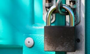 Lock on a door to symbolize security
