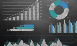 Productivity data visualized as charts, graphs and trends.