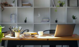 An empty work from home desk, which begs the question, does working from home decrease productivity?