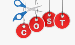 a pair of scissors cutting costs to reduce SaaS costs.