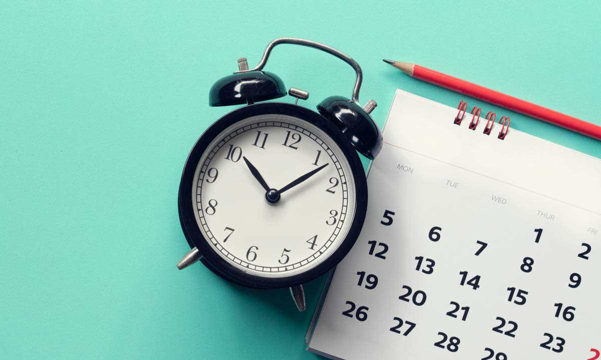 A clock with a calendar to signal the importance of being time efficient.