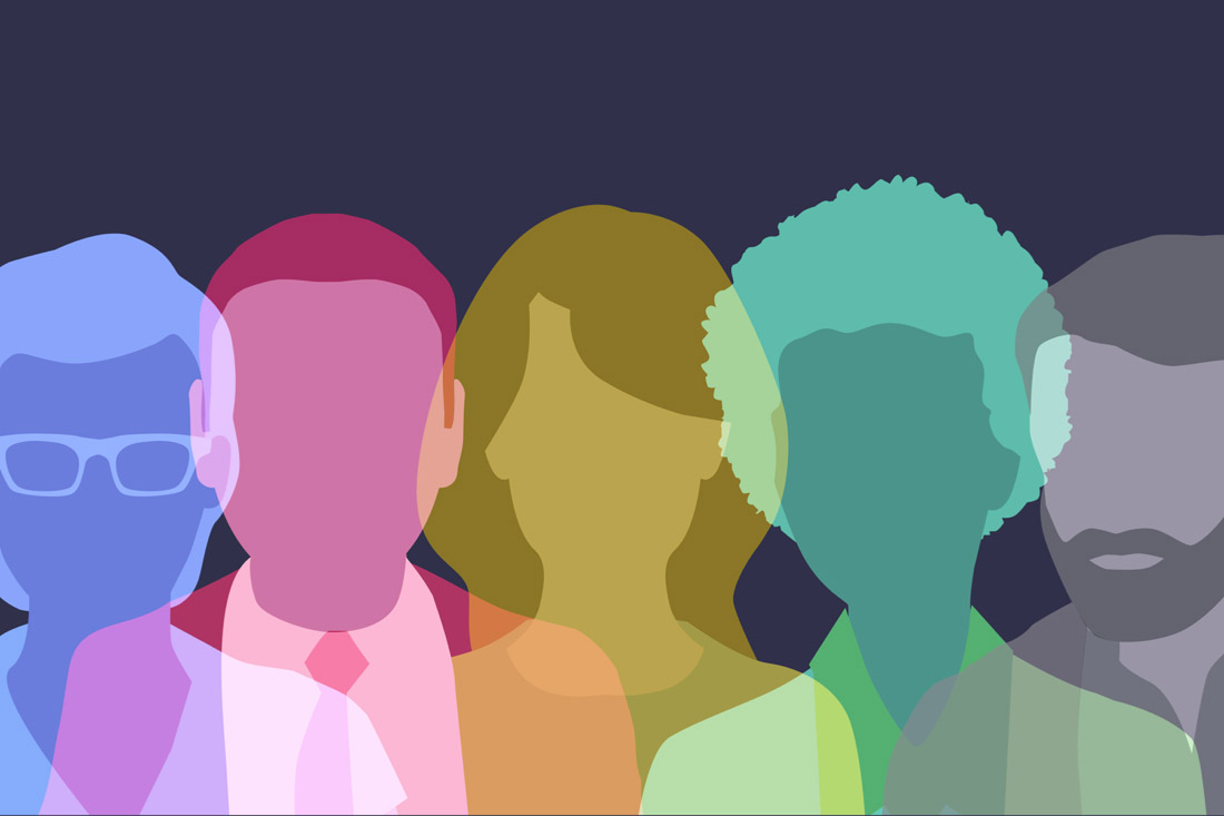 Colorful silhouettes of different people.