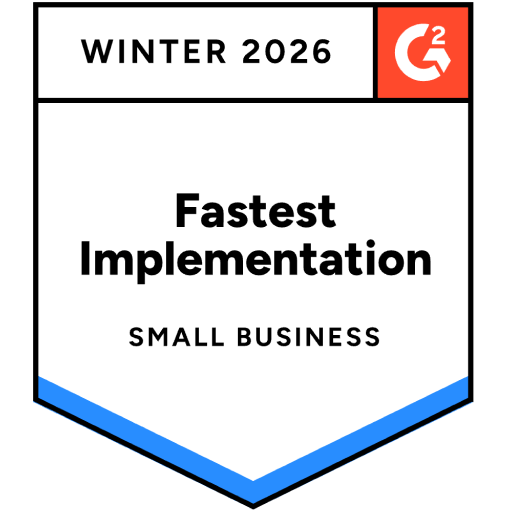 G2 Winter 2026 Fastest Implementation Small Business badge.