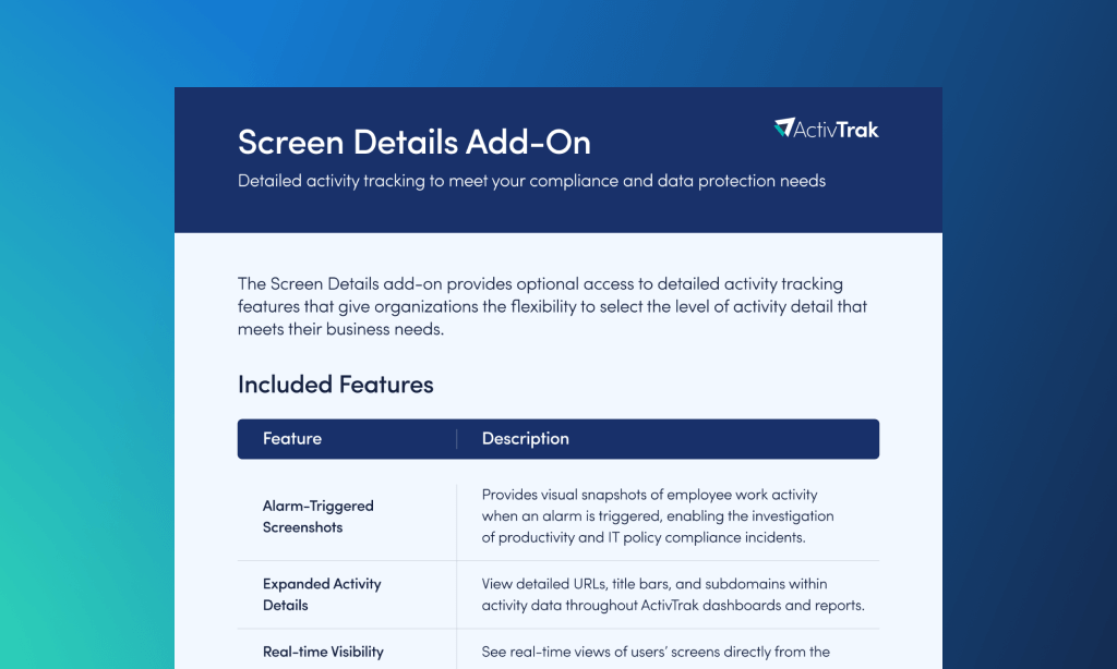 ActivTrak Screen Details Add-On: Meet Your Compliance Needs
